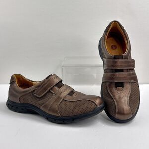 Clarks Unstructured Shoes Womens 8 Brown Bronze Comfort Loafer Hook & Loop 85112
